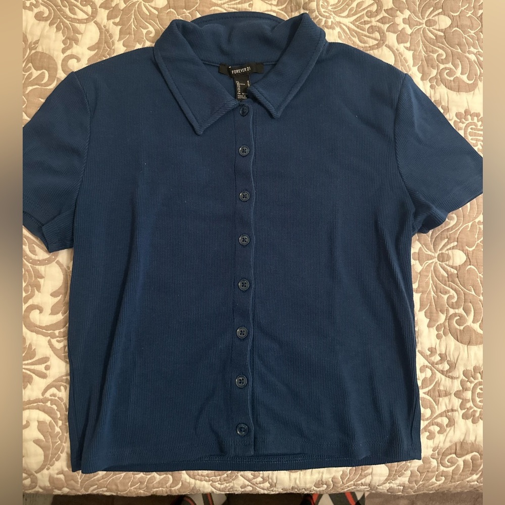 Blue button up cami